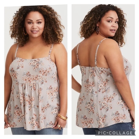 Torrid WALNUT FLORAL GAUZE CAMI - Picture 1 of 6